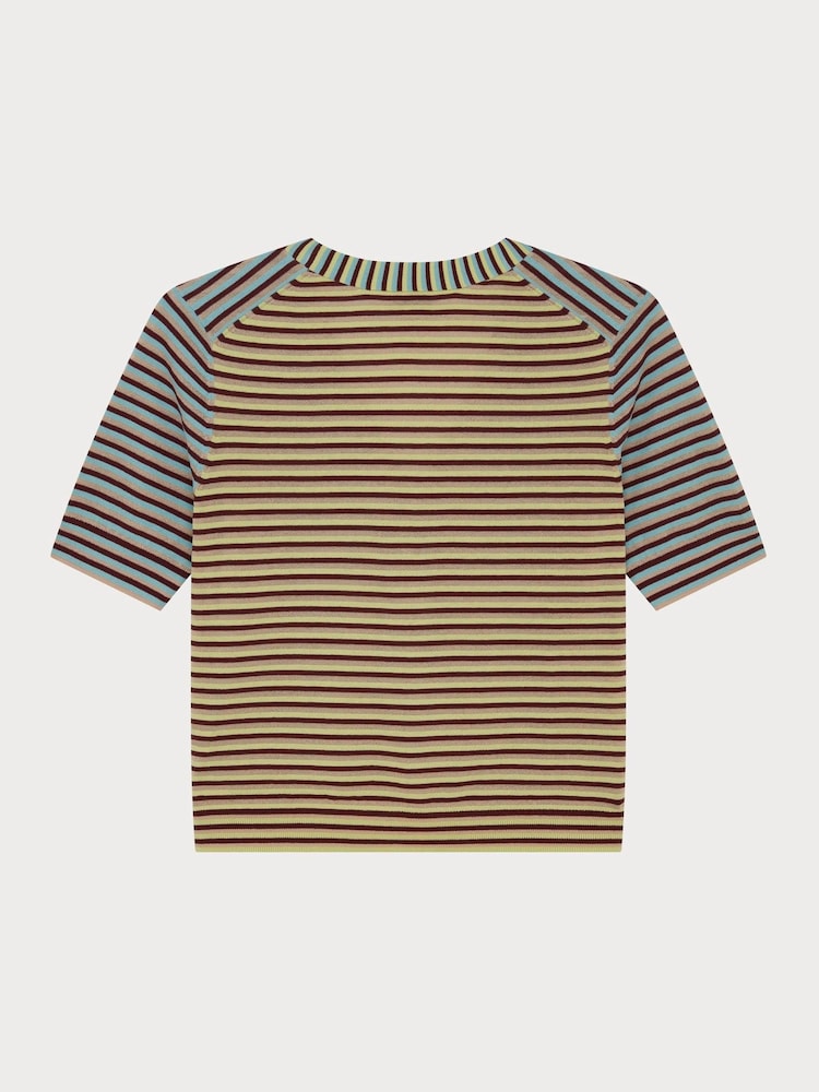 PS Paul Smith Blue Stripe Knitted V-Neck Short Sleeve Cardigan - Image 8 of 8