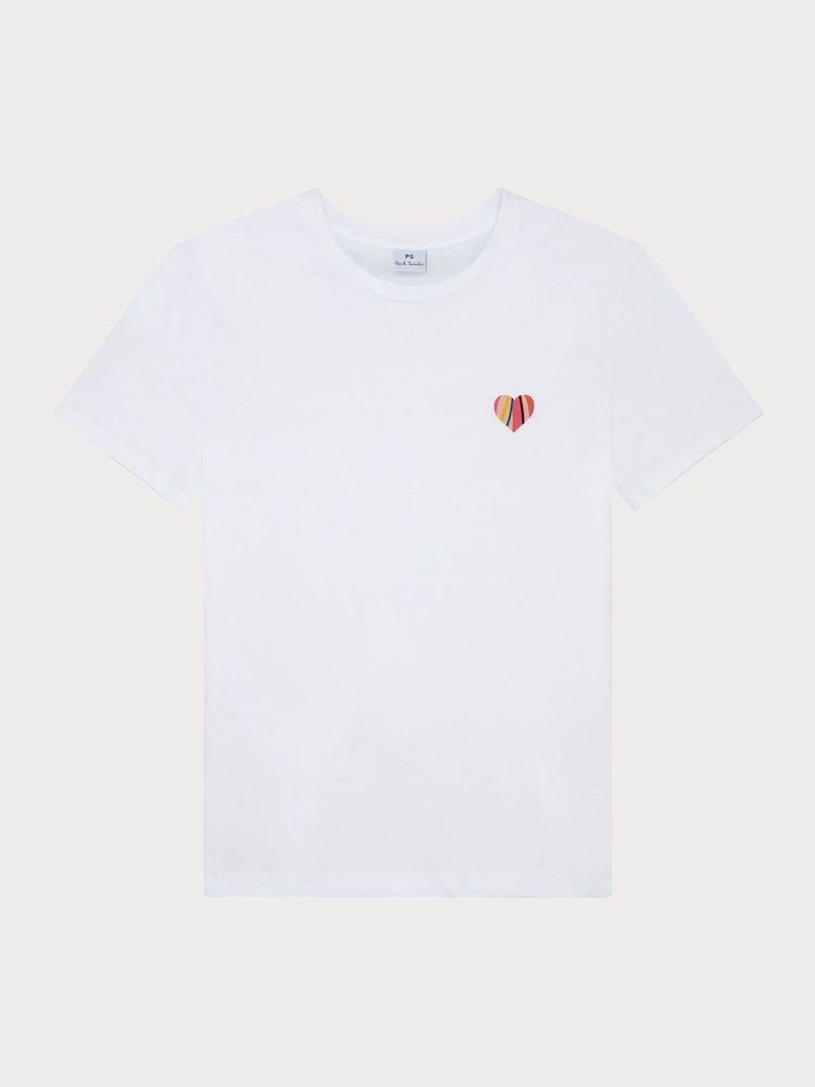 PS Paul Smith 100% Cotton Heart Graphic White T-Shirt - Image 1 of 2