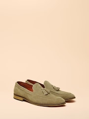 Joules Green Suede Tassel Loafers - Image 1 of 6