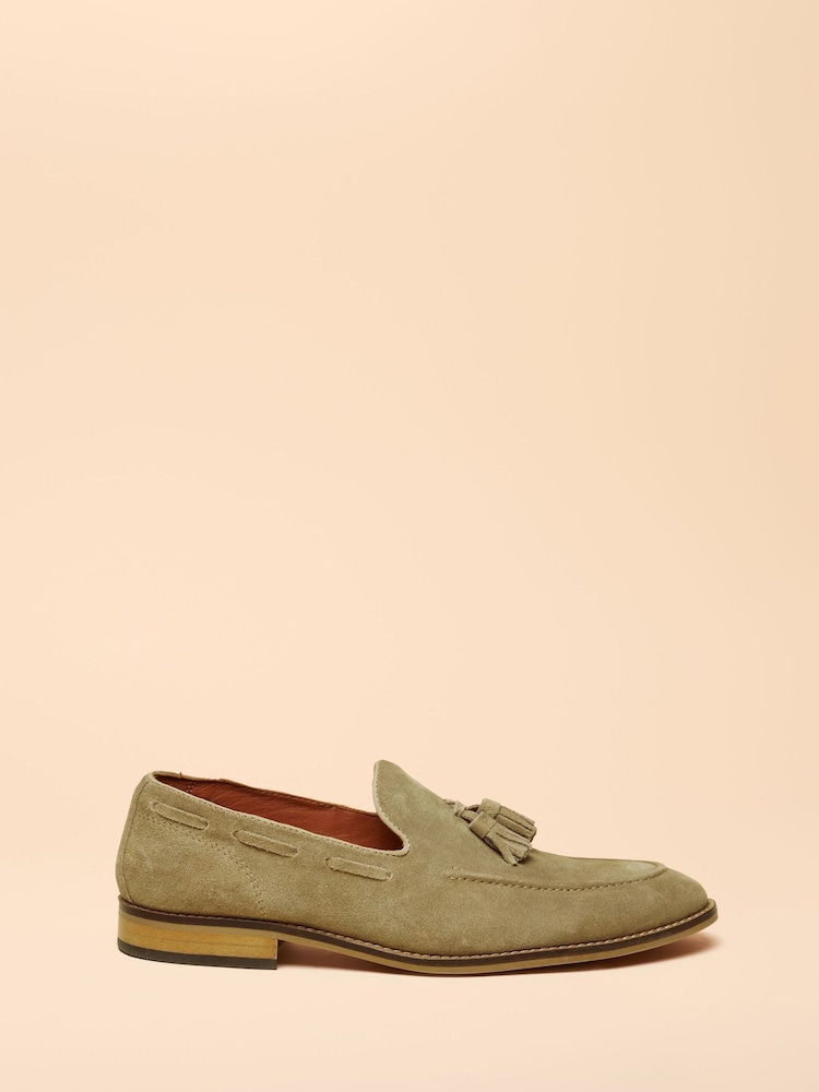 Joules Neutral Suede Tassel Loafers - Image 2 of 5 Joules Neutral Suede Tassel Loafers - Image 2 of 5