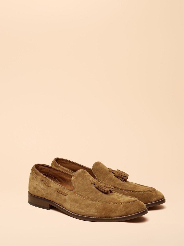 Joules Tan Brown Suede Tassel Loafers - Image 2 of 6