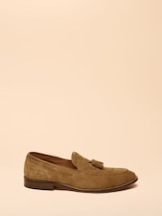 Joules Tan Brown Suede Tassel Loafers - Image 3 of 6