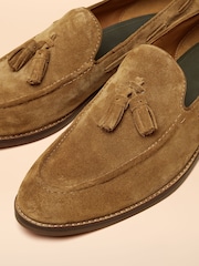 Joules Tan Brown Suede Tassel Loafers - Image 5 of 6