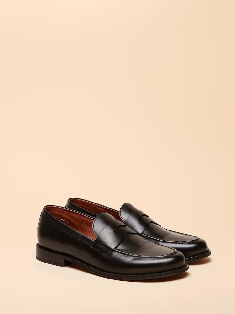 Joules Black Leather Saddle Loafers - Image 1 of 6