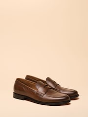 Joules Tan Brown Leather Saddle Loafers - Image 1 of 6