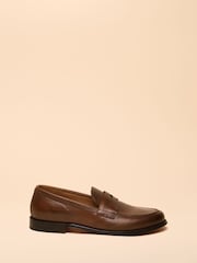 Joules Tan Brown Leather Saddle Loafers - Image 2 of 6