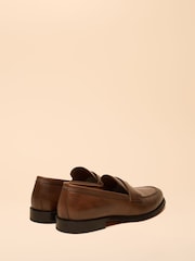 Joules Tan Brown Leather Saddle Loafers - Image 3 of 6