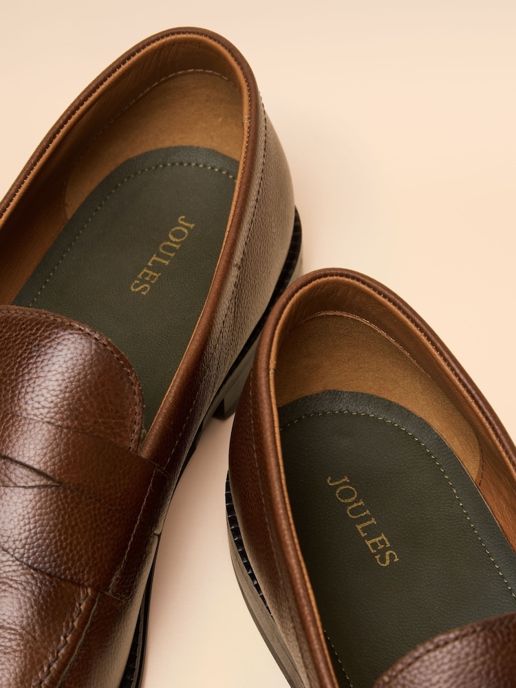 Joules Tan Brown Leather Saddle Loafers - Image 6 of 6 Joules Tan Brown Leather Saddle Loafers - Image 6 of 6