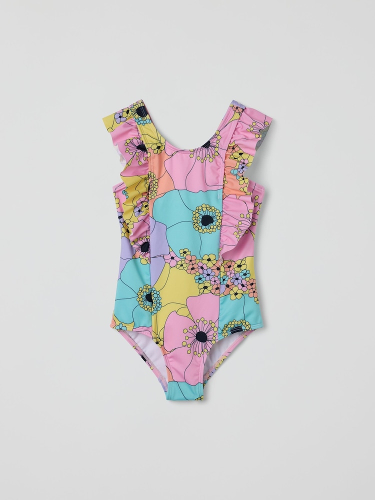 Polarn O Pyret Pink Flower Print Swimsuit - Image 1 of 3