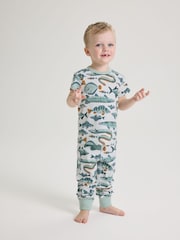 Polarn O Pyret White Organic Cotton Fish Print Pyjamas - Image 1 of 8