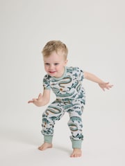 Polarn O Pyret White Organic Cotton Fish Print Pyjamas - Image 2 of 8
