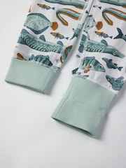 Polarn O Pyret White Organic Cotton Fish Print Pyjamas - Image 8 of 8