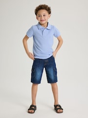 Polarn O Pyret Blue 100% Organic Cotton Cargo Shorts - Image 1 of 6