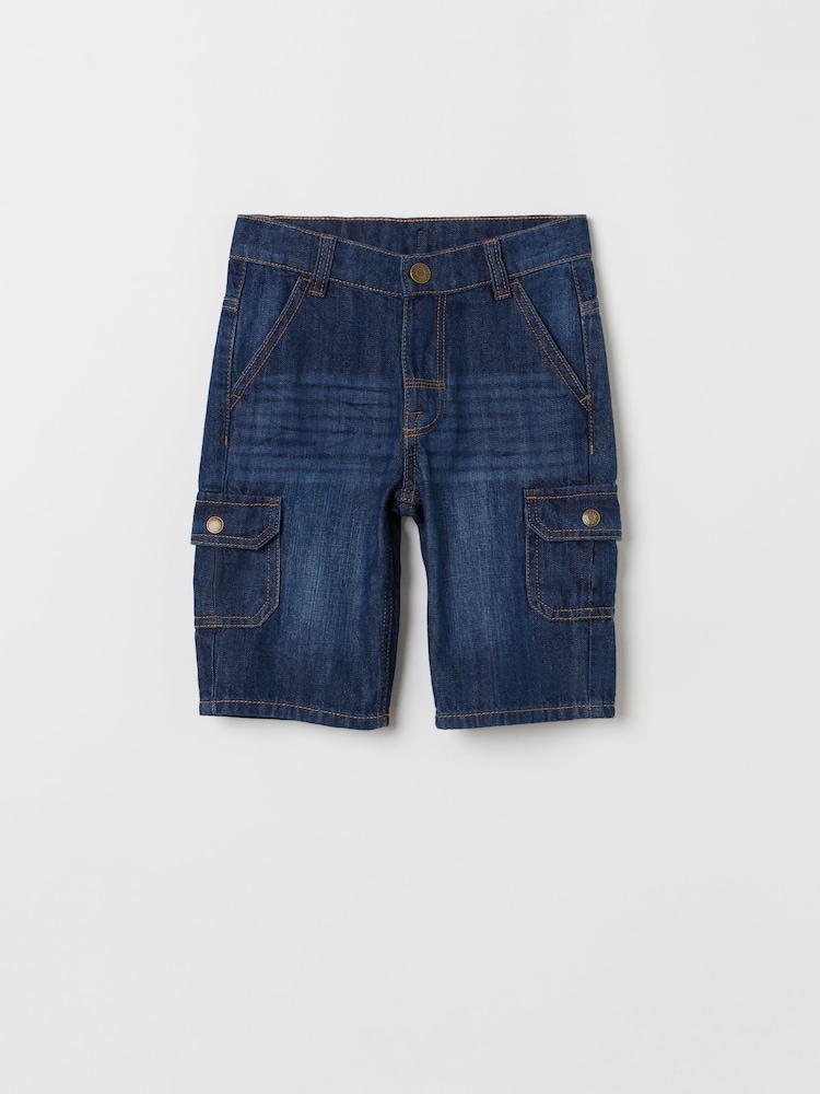 Polarn O Pyret Blue 100% Organic Cotton Cargo Shorts - Image 2 of 6