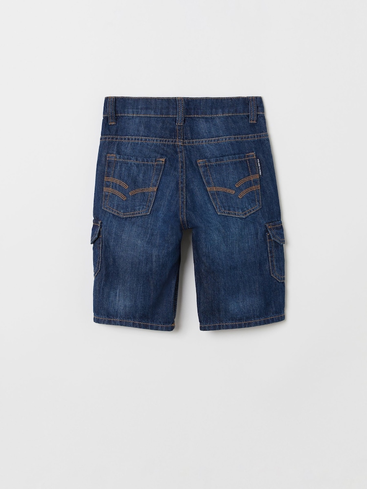 Polarn O Pyret Blue 100% Organic Cotton Cargo Shorts - Image 3 of 6