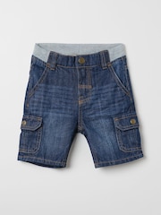 Polarn O Pyret Blue 100% Organic Cotton Cargo Shorts - Image 4 of 6