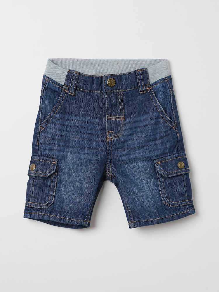 Polarn O Pyret Blue 100% Organic Cotton Cargo Shorts - Image 4 of 6