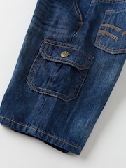 Polarn O Pyret Blue 100% Organic Cotton Cargo Shorts - Image 6 of 6