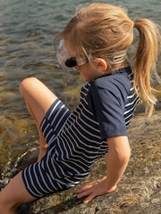 Polarn O Pyret Blue Striped Sunsafe UV Swimsuit - Image 3 of 4