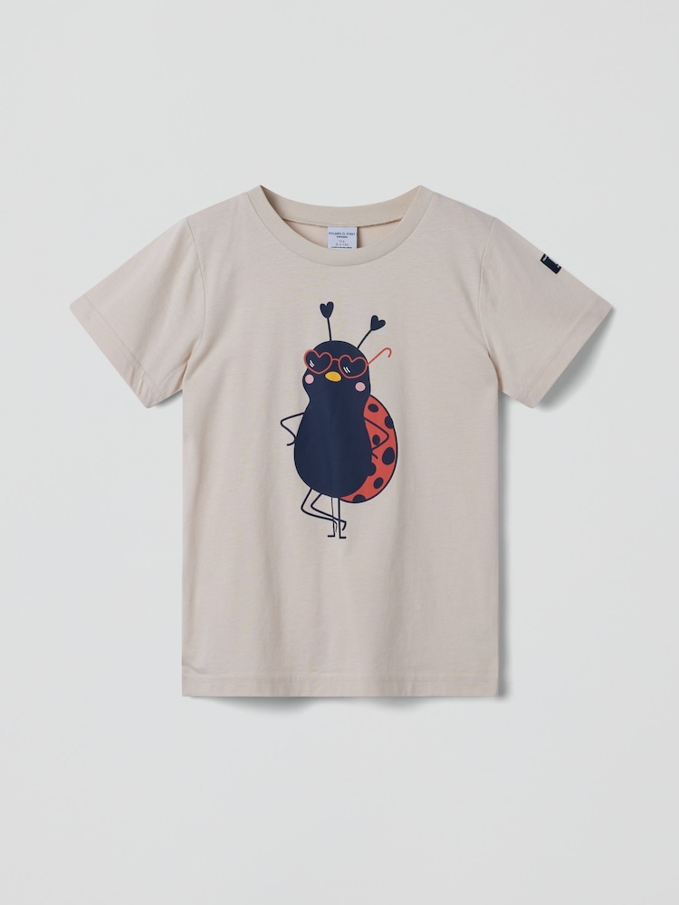 Polarn O Pyret Grey 100% Organic Cotton Ladybird Print T-Shirt - Image 1 of 2