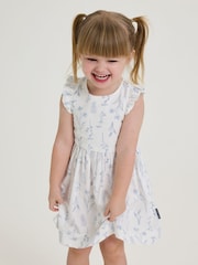 Polarn O Pyret White Short Sleeved Floral Print Dress - Image 1 of 6
