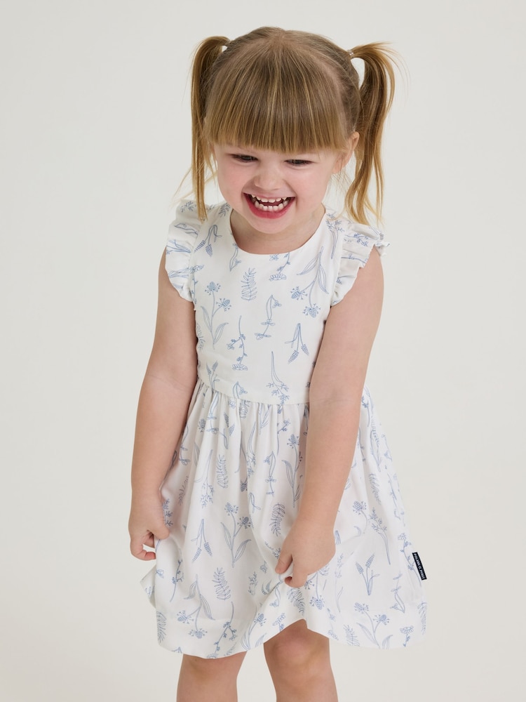 Polarn O Pyret White Short Sleeved Floral Print Dress - Image 1 of 6