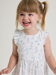 Polarn O Pyret White Short Sleeved Floral Print Dress - Image 2 of 6
