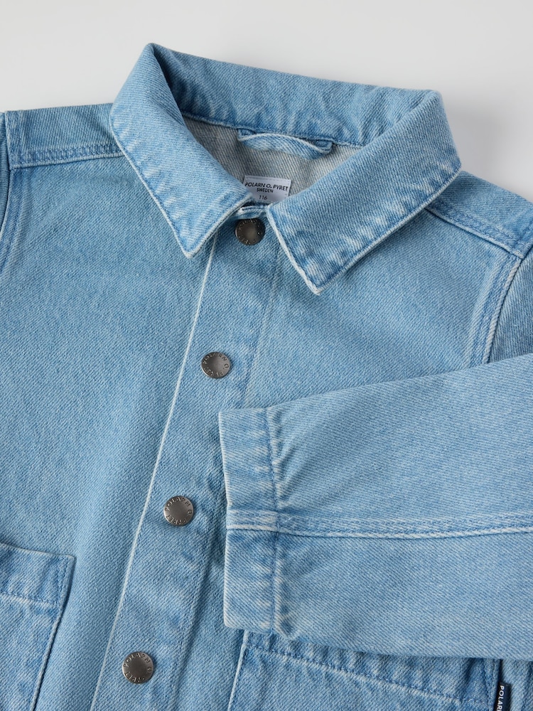Polarn O Pyret Blue Lightweight 100% Organic Cotton Denim Jacket - Image 5 of 5