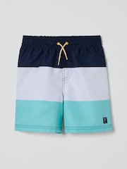 Polarn O Pyret Blue Block Colour Swim Shorts - Image 1 of 3