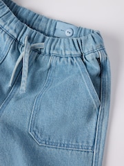 Polarn O Pyret Blue Lightweight 100% Organic Cotton Wide Leg Jeans - Image 5 of 5