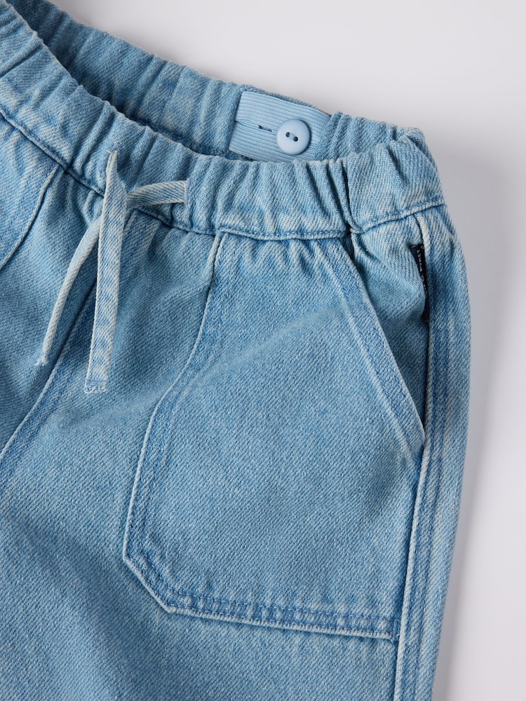 Polarn O Pyret Blue Lightweight 100% Organic Cotton Wide Leg Jeans - Image 5 of 5