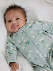 Polarn O Pyret Green Floral Print Sleepsuit - Image 2 of 5