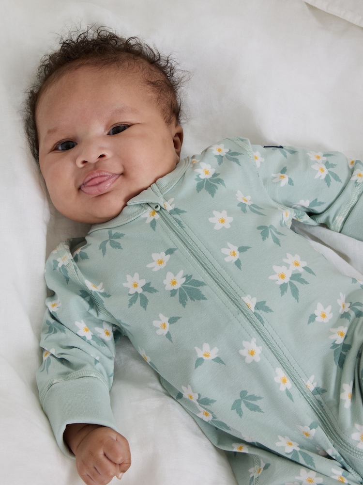 Polarn O Pyret Green Floral Print Sleepsuit - Image 2 of 5