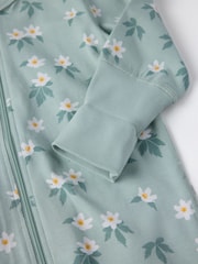 Polarn O Pyret Green Floral Print Sleepsuit - Image 4 of 5