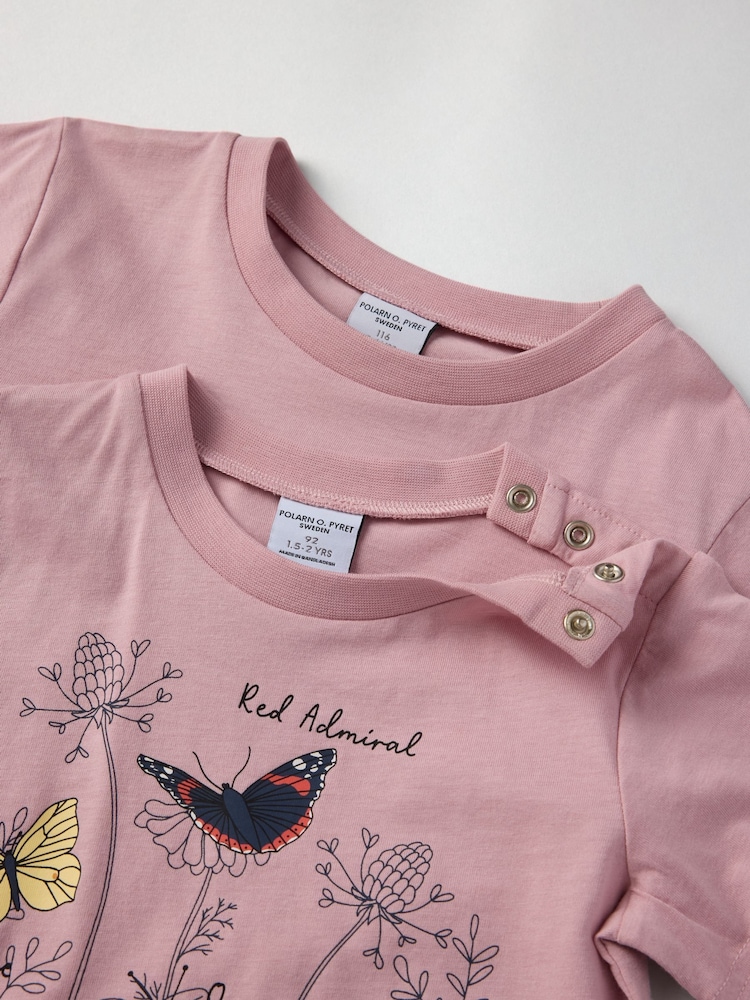 Polarn O Pyret Pink 100% Organic Cotton Ladybird Print T-Shirt - Image 4 of 6