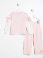 River Island Pink Girls Hybrid Sleeve Sweat Set - Image 1 of 5