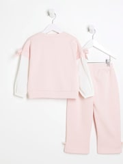 River Island Pink Girls Hybrid Sleeve Sweat Set - Image 2 of 5