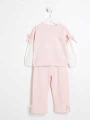 River Island Pink Girls Hybrid Sleeve Sweat Set - Image 3 of 5