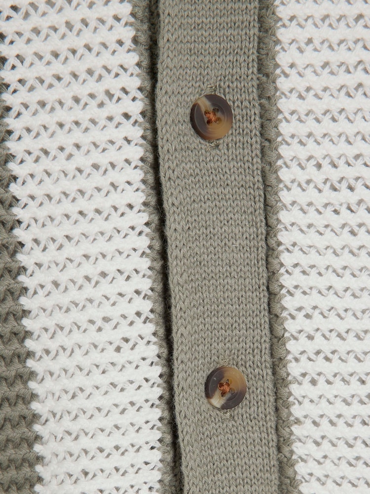 River Island Green/White Boys Stripe 100% Cotton Polo Jumper - Image 3 of 4