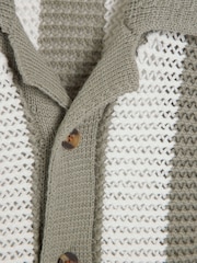 River Island Green/White Boys Stripe 100% Cotton Polo Jumper - Image 4 of 4