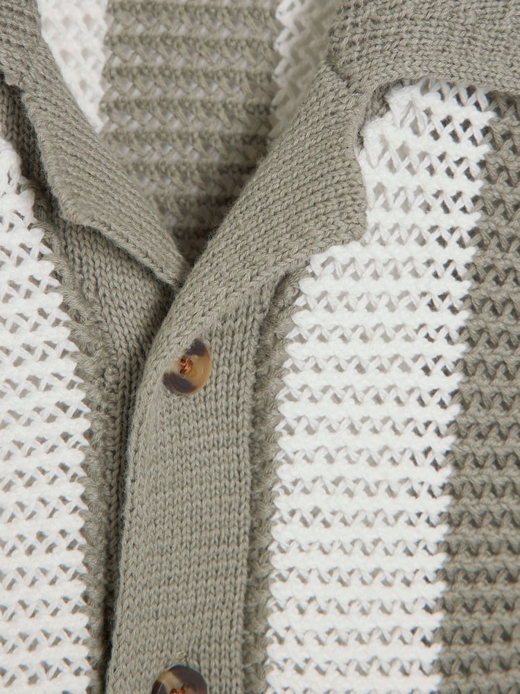 River Island Green/White Boys Stripe 100% Cotton Polo Jumper - Image 4 of 4 River Island Green/White Boys Stripe 100% Cotton Polo Jumper - Image 4 of 4