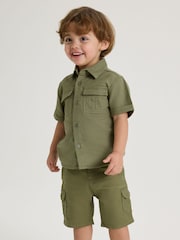 Polarn O Pyret Green 100% Organic Cotton Cargo Shorts - Image 1 of 5