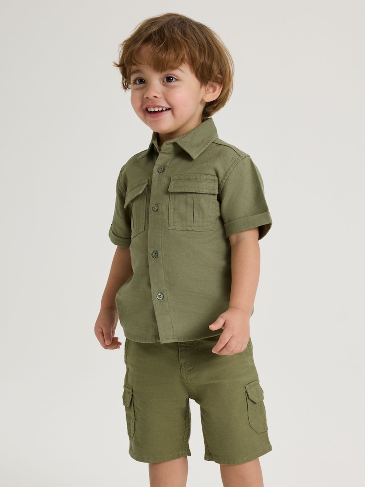 Polarn O Pyret Green 100% Organic Cotton Cargo Shorts - Image 1 of 5