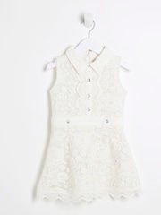 River Island White Girls Lace Collar Shirt Dress - Image 1 of 1