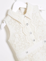 River Island White Girls Lace Collar Shirt Dress - Image 2 of 4