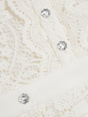 River Island White Girls Lace Collar Shirt Dress - Image 3 of 4
