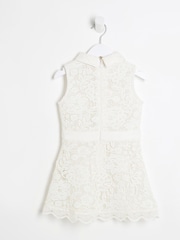 River Island White Girls Lace Collar Shirt Dress - Image 4 of 4