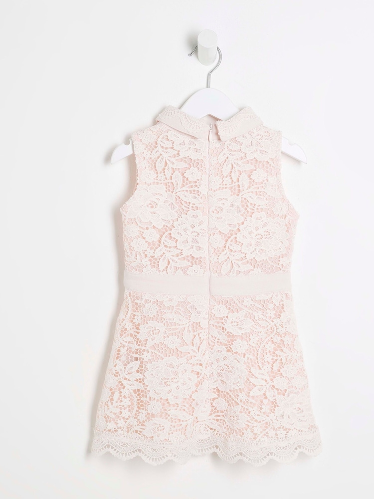 River Island Pink Light Girls Lace Collar Shirt Dress - Image 2 of 4