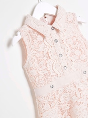 River Island Pink Light Girls Lace Collar Shirt Dress - Image 3 of 4