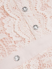 River Island Pink Light Girls Lace Collar Shirt Dress - Image 4 of 4